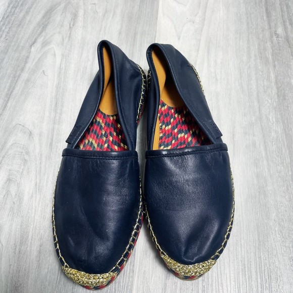 Gucci Pilar Blue Leather Espadrille Flats - Picture 3 of 9